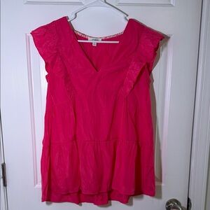 Bright Pink Ruffled Blouse